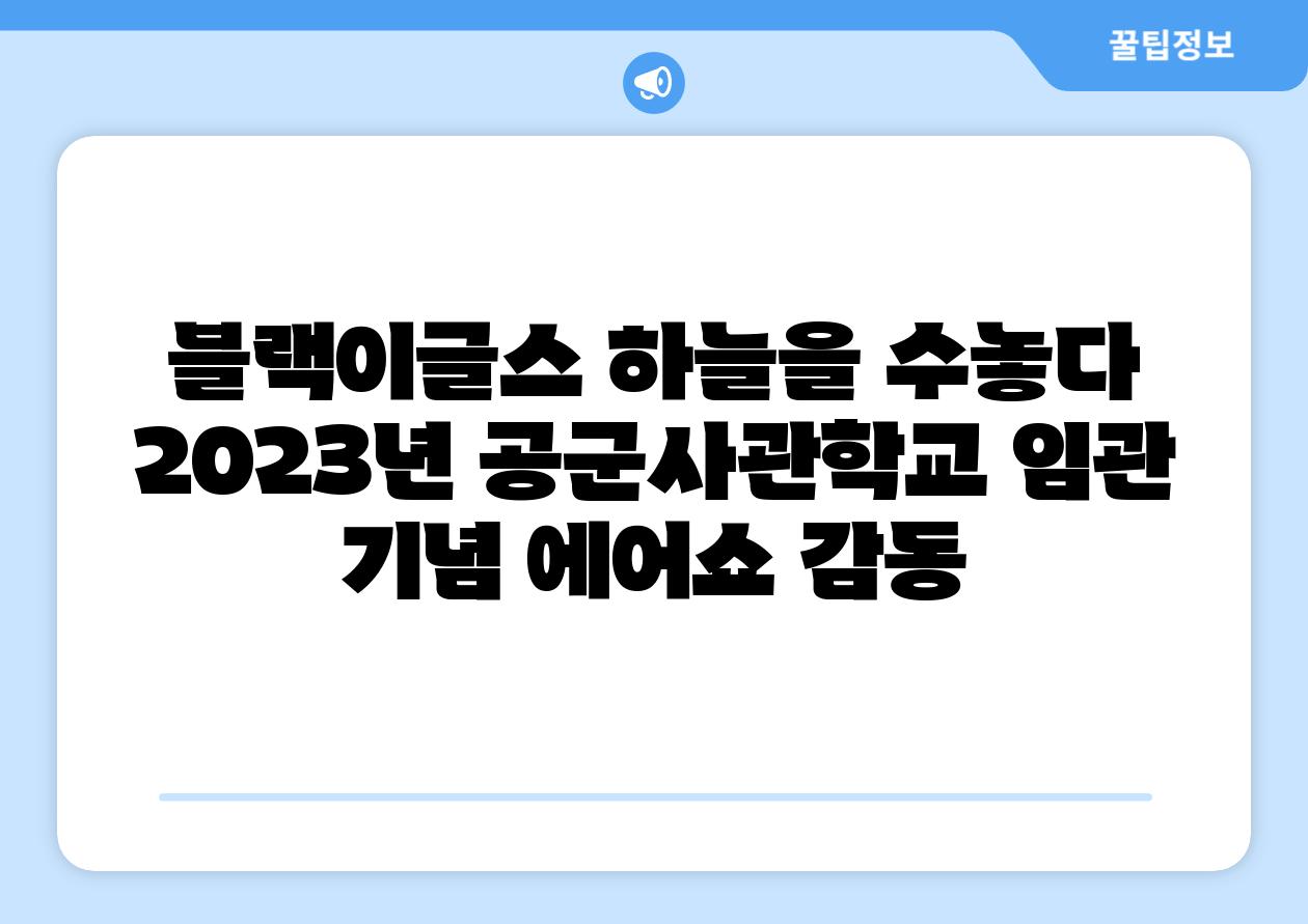 블랙이글스 하늘을 수놓다 2023년 공군사관학교 임관 기념 에어쇼 감동