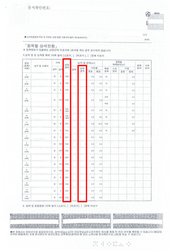 농업경영체 등록 확인서