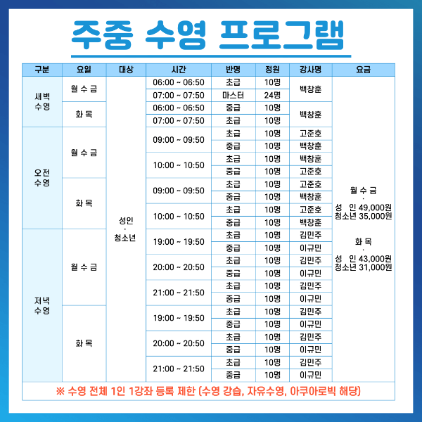 수영 프로그램 안내