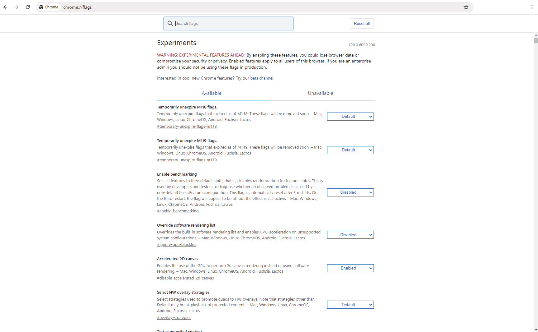 chrome-flags-page-experiments