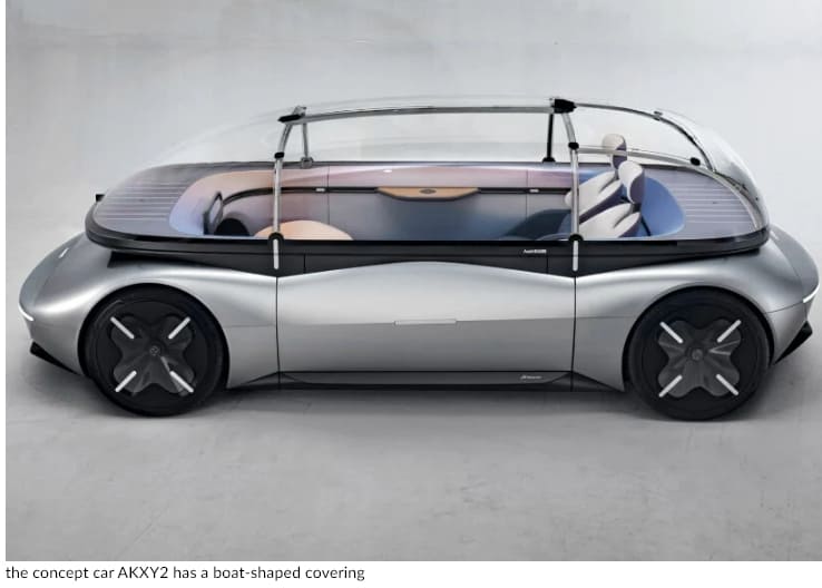 보트 모양의 컨셉트카 AKXY2...피크닉 장소로도 활용 VIDEO: Concept car AKXY2 has a boat-shaped bubble and doubles as a portable picnic area