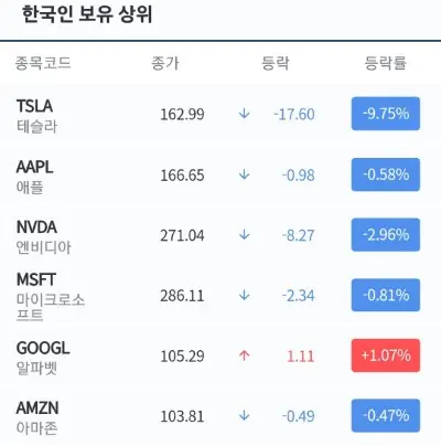 한국인보유상위-미국주식