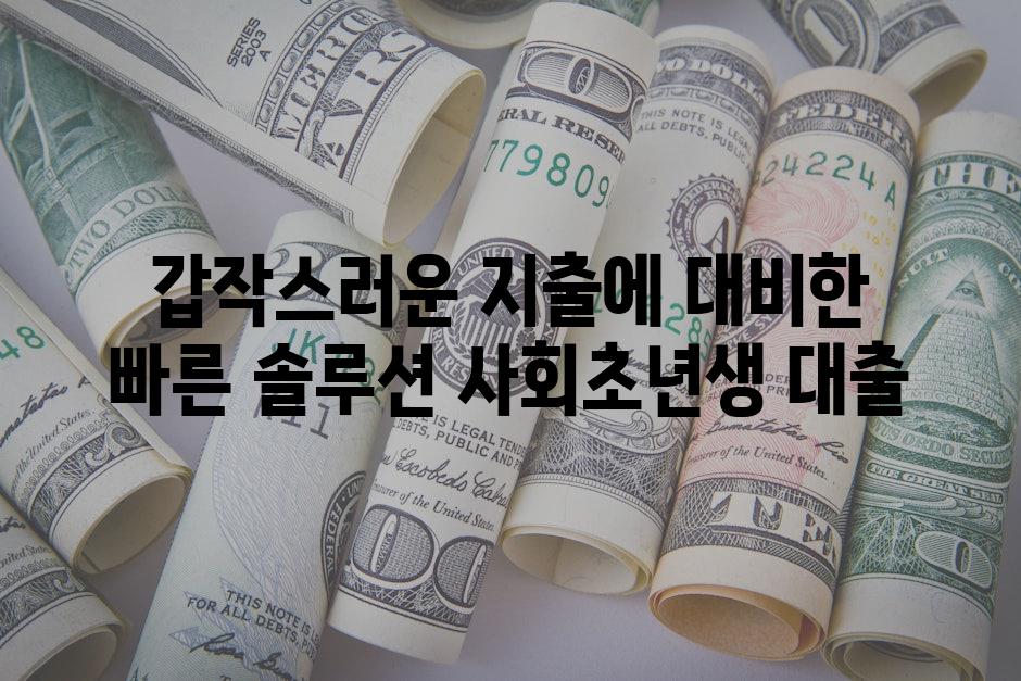 갑작스러운 지출에 대비한 빠른 솔루션 사회초년생 대출