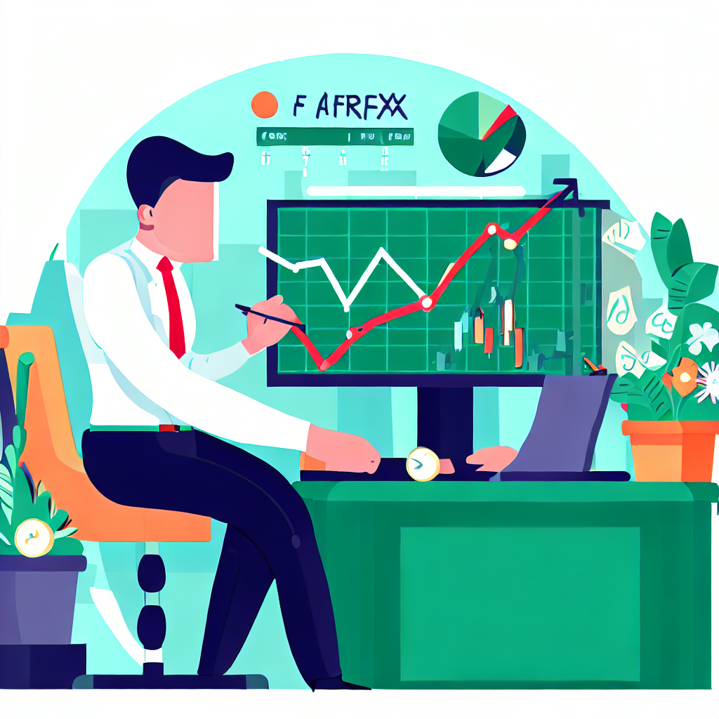 Flat vector style design of a hedge fund manager analyzing the forex market and generating profits.