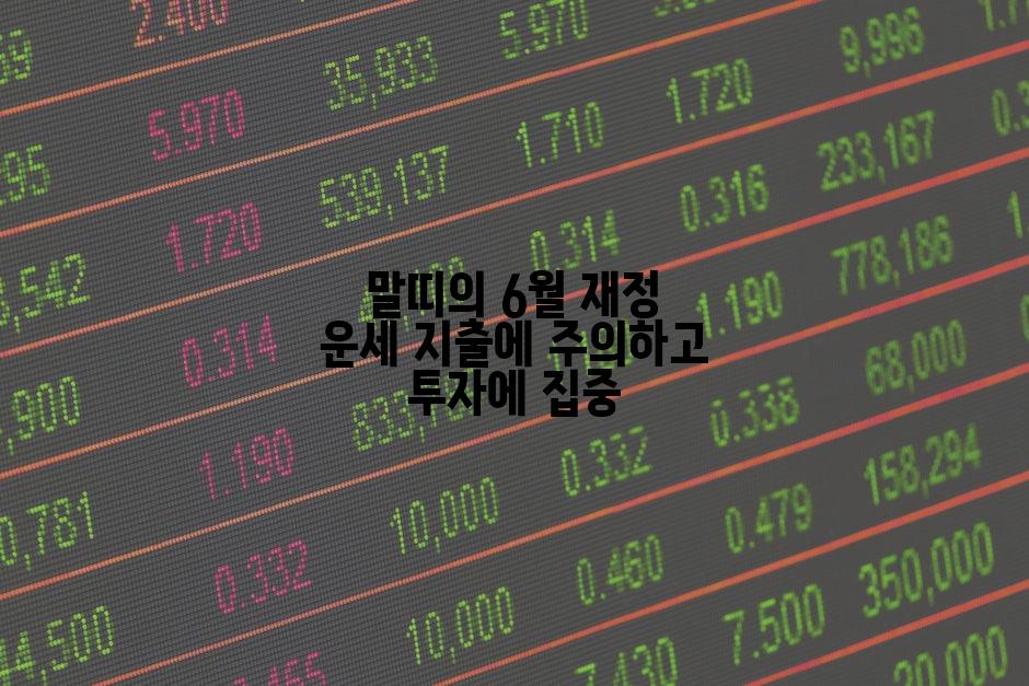 말띠의 6월 재정 운세 지출에 주의하고 투자에 집중