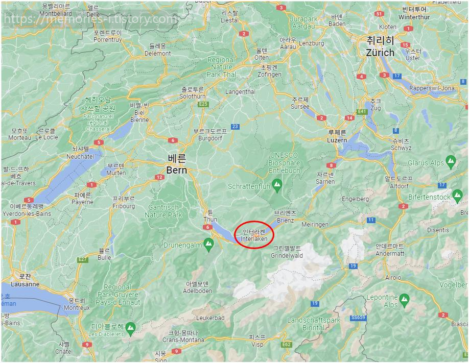 스위스 인터라켄(interlaken) 지도 스위스 여행