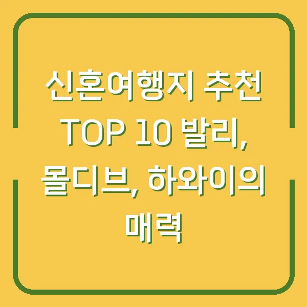 신혼여행지 추천 TOP 10 발리, 몰디브, 하와이의 매력