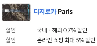 디지로카 파리 혜택 간단한 설명