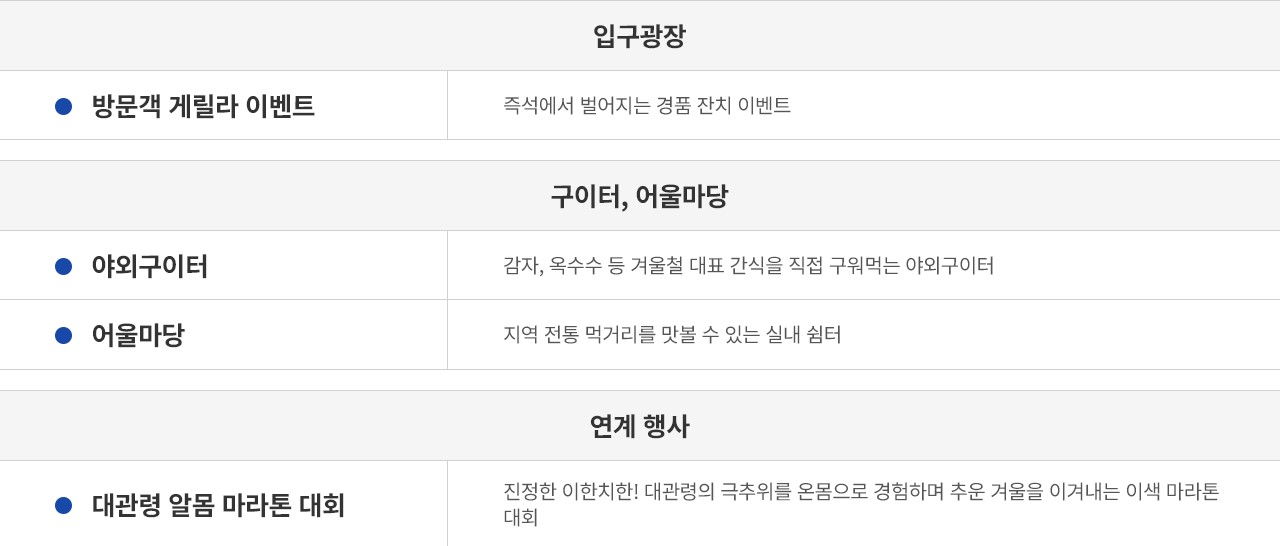 대관령눈꽃축제 기본정보 입장료 프로그램 주차장