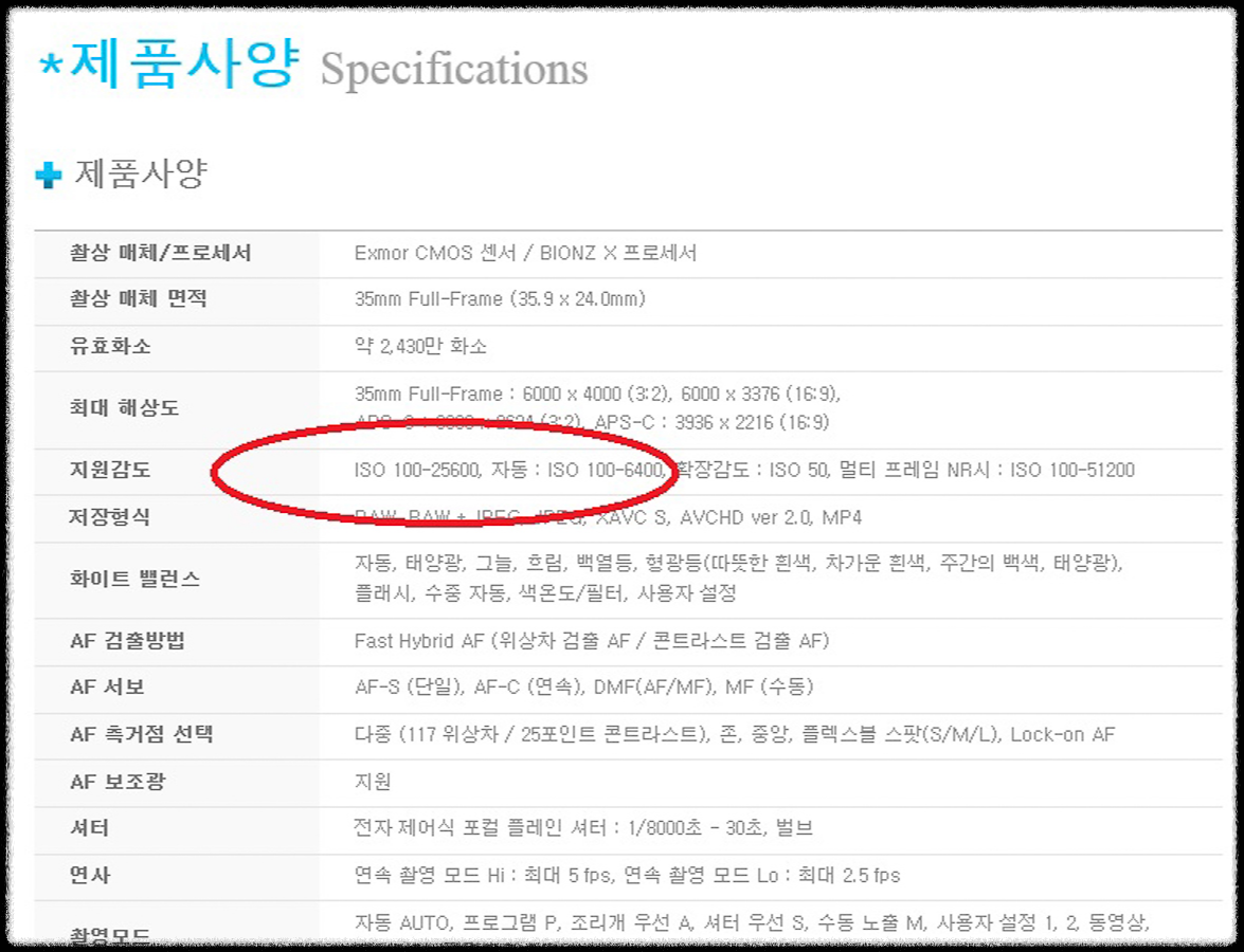 소니카메라의 ISO범위지정의 편리함