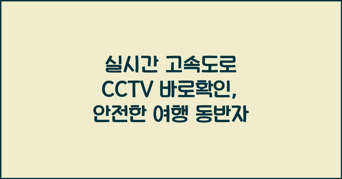 실시간 고속도로 cctv 바로확인