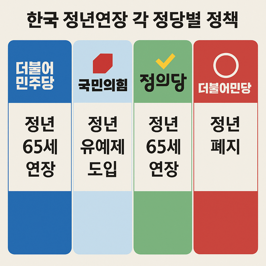 한국 정년연장에 대한 정당의견