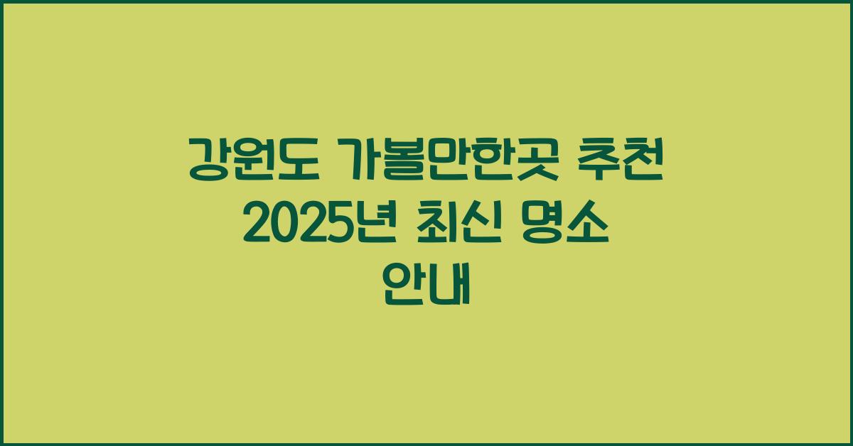 강원도 가볼만한곳