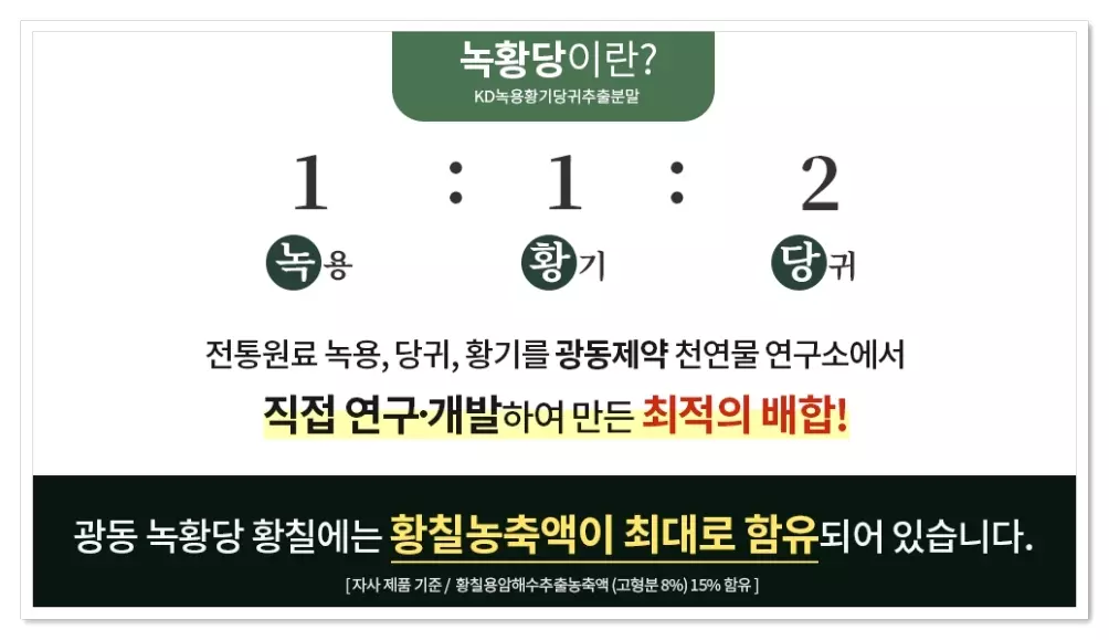 광동 녹황당 황칠 배합비