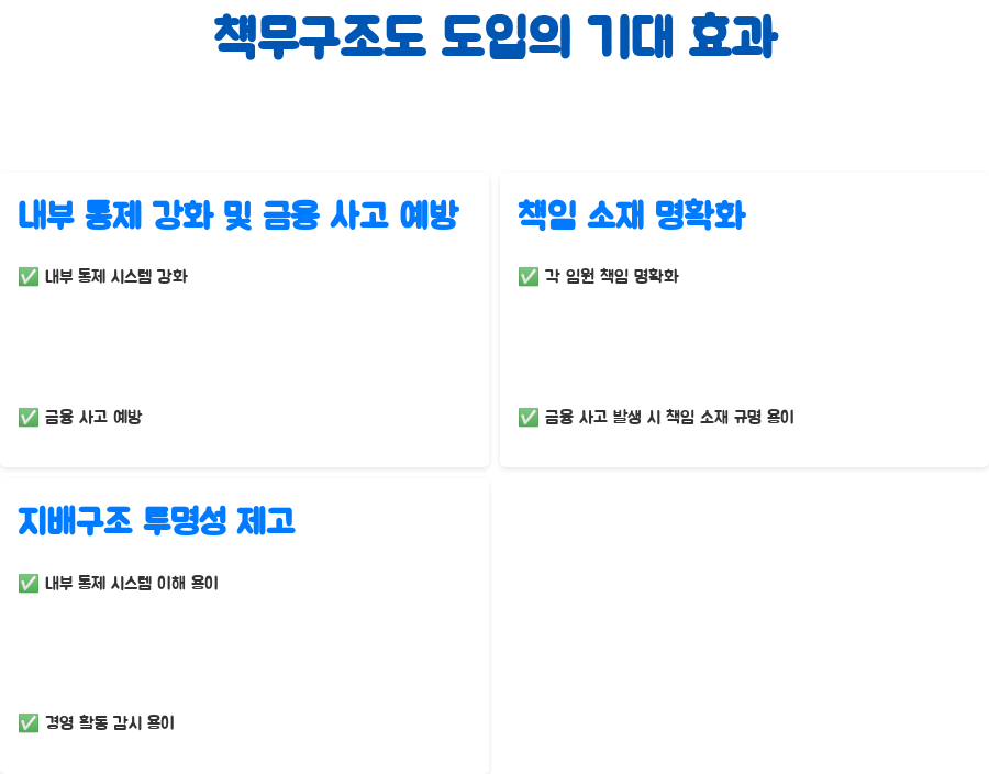 책무구조도란 무엇일까요? 금융사고 예방, 책임 소재는? - 책무구조도 도입의 기대 효과 책무구조도란 무엇일까요? 금융사고 예방, 책임 소재는? - 책무구조도 도입의 기대 효과