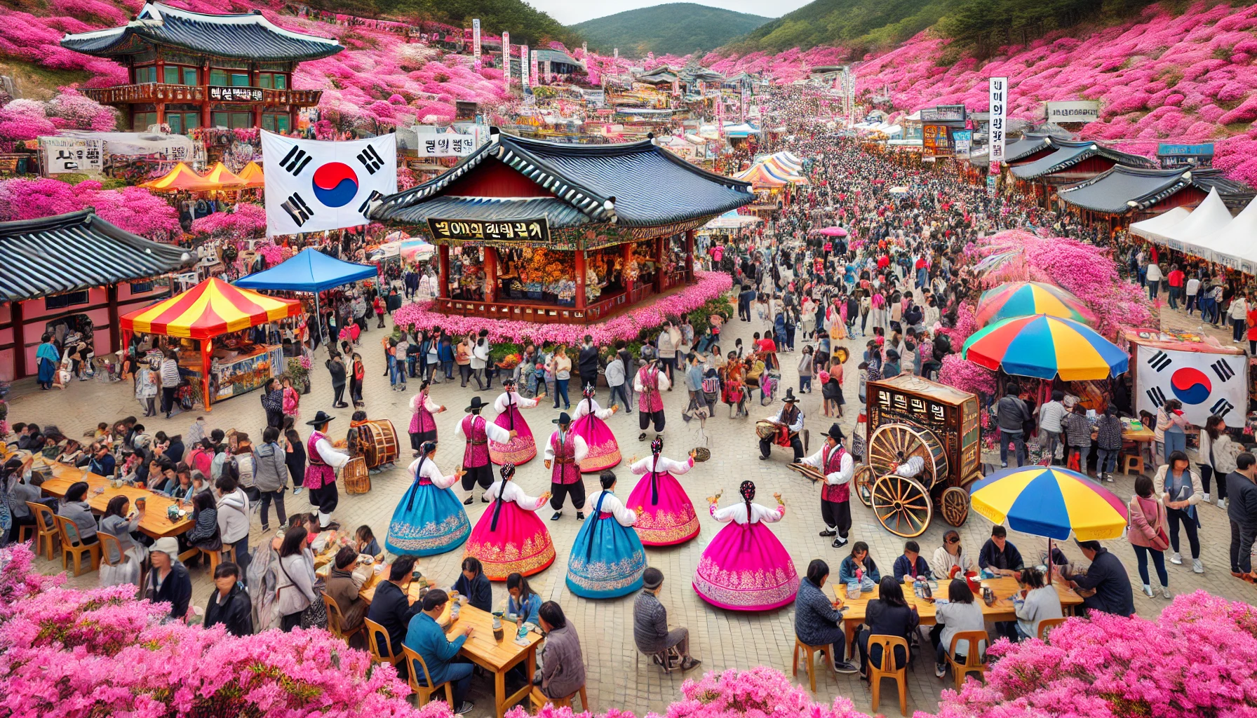 여수 영취산 정상에서 바라본 만개한 진달래꽃 풍경 &ndash; 봄철 가볼 만한 국내 여행지 추천
