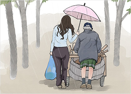  우산천사와 수레 할아버지...