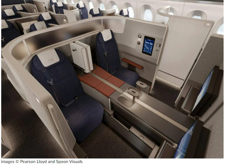  루프트한자의 비즈니스 클래스 새 디자인...7가지 선택할 수 있어 Pearson lloyd and lufthansa wall in flyers in multifaceted, tech-driven 'allegris' business class
