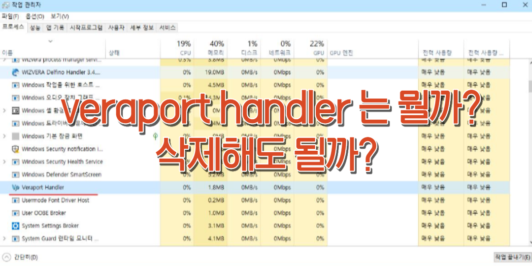  veraport handler 메모리 잡아먹는 프로그램?