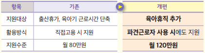 대체인력 지원금 인상