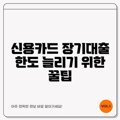 신용카드 장기대출 한도 늘리기 위한 꿀팁