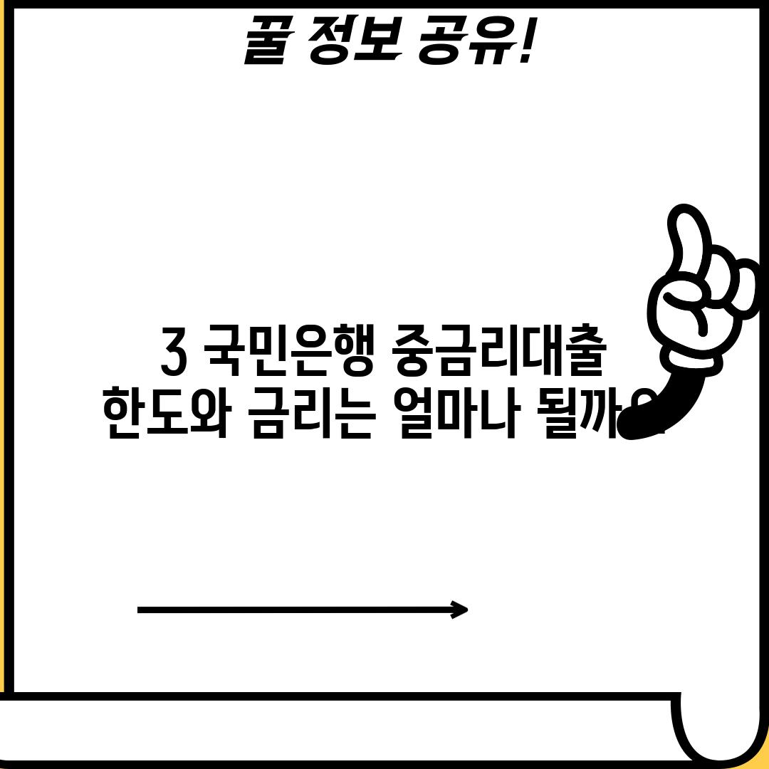 3. 국민은행 중금리대출 한도와 금리는 얼마나 될까요?