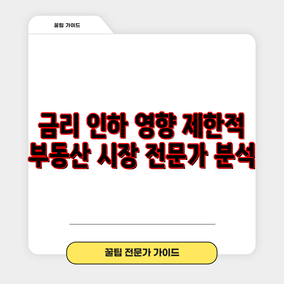 금리 인하 영향 제한적 부동산 시장 전문가 분석