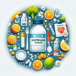 레몬, 브로콜리, 라임 그림 가운데 KATRUUM 이라고 써있는 병이 있다.
