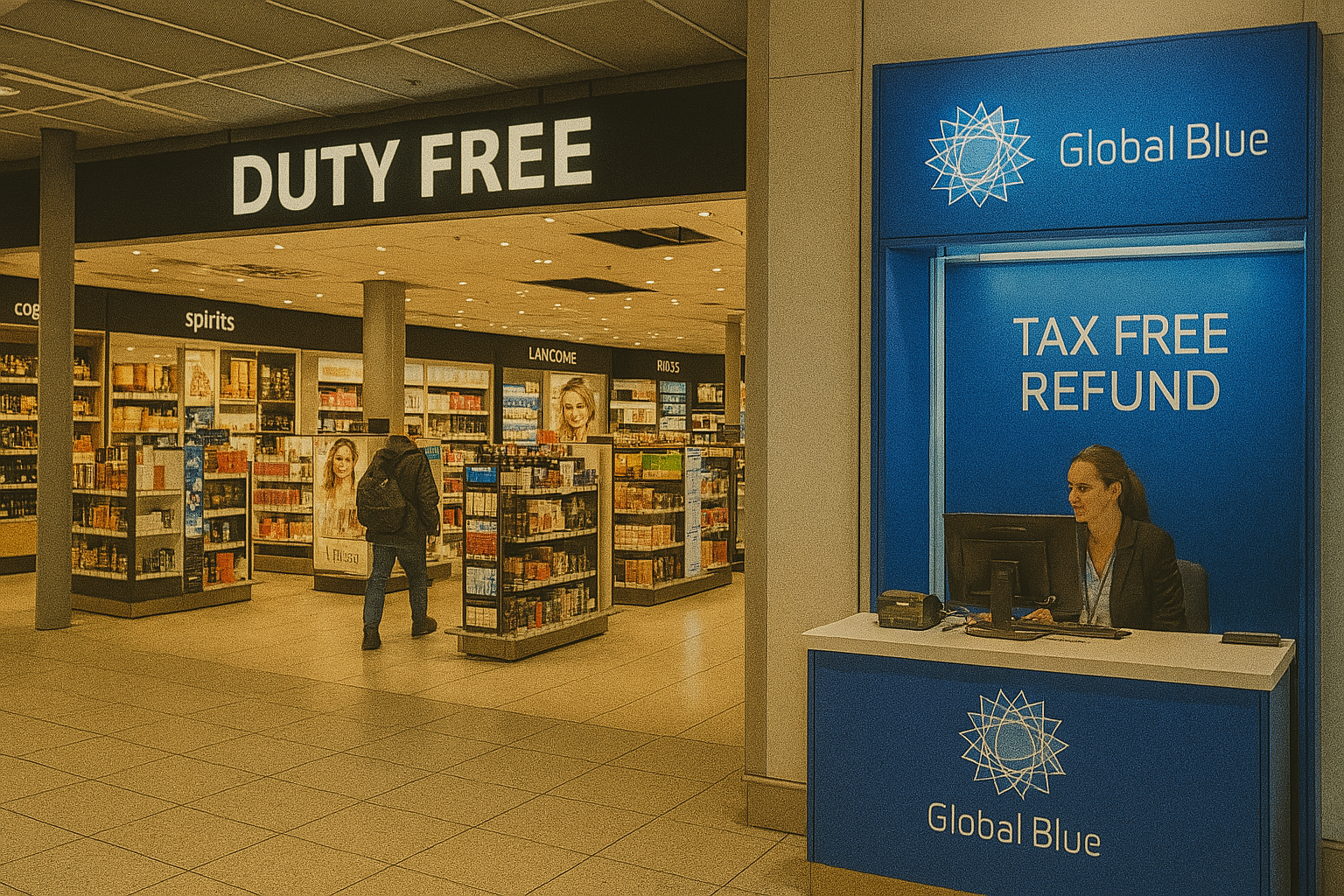 프랑크푸르트 공항 면세점 내부 + 세금 환급 부스(Global Blue) 전경