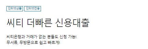 씨티은행 더빠른신용대출 소개
