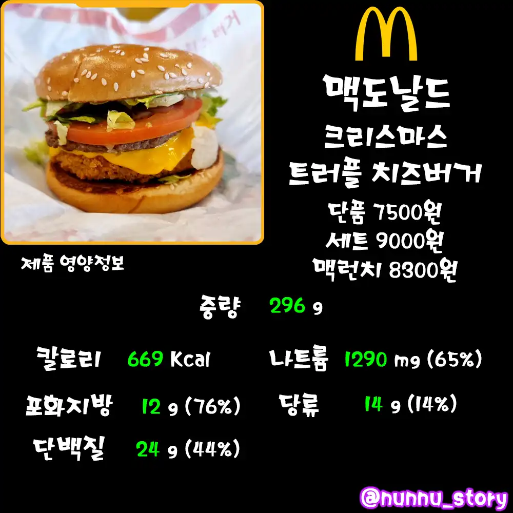 크리스마스 트러플 치즈 버거 칼로리