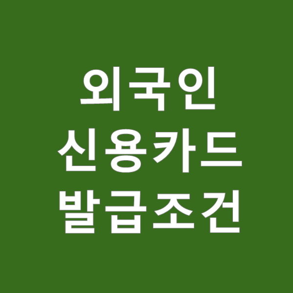  외국인 신용카드 발급조건