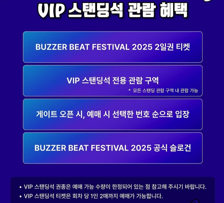 버저비트 페스티벌 VIP 스탠딩석