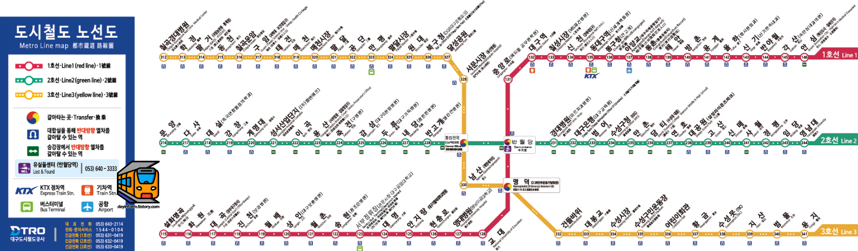 대구 지하철 1호선 노선도
