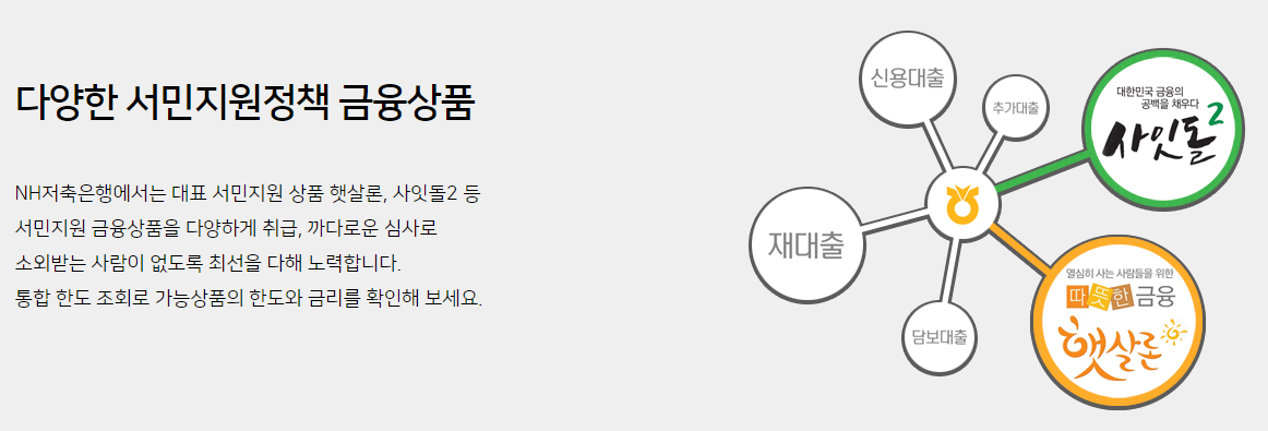  서민지원정책 금융상품 "햇살론" "사잇돌2 대출"