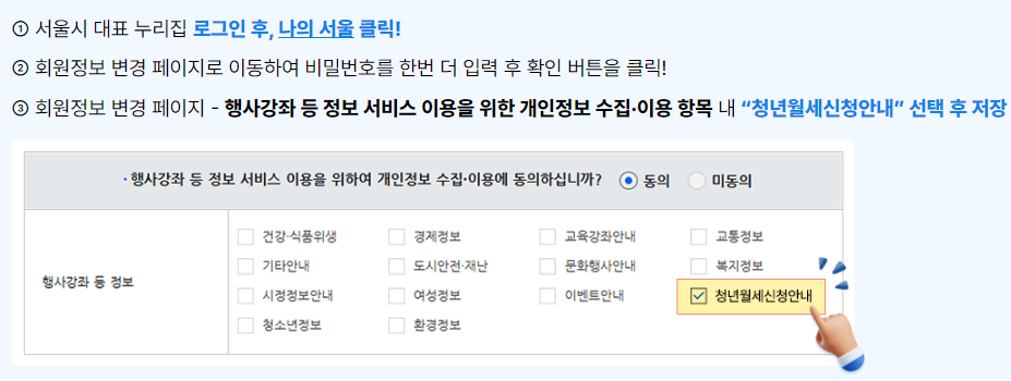 서울시 청년 월세 지원 조건 및 신청방법