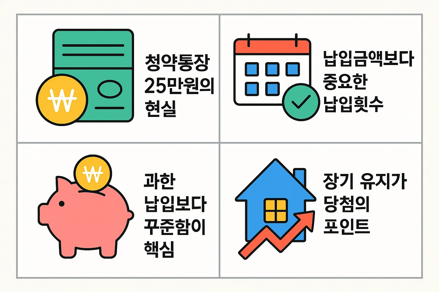 청약통장 월 25만원 납입의 현실과 납입횟수의 중요성을 시각적으로 정리한 분석 인포그래픽