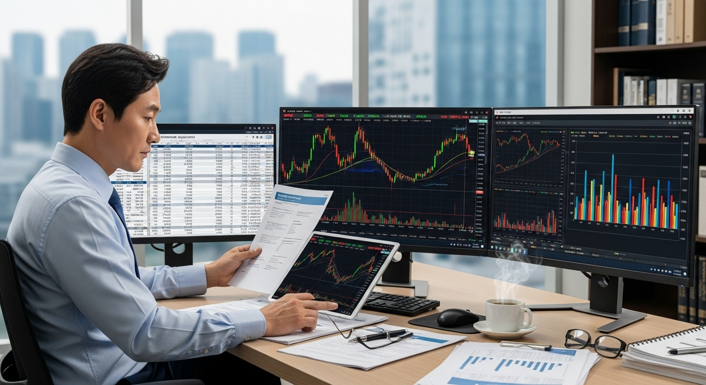 증권사 리포트를 분석하며 주식투자 전략을 세우는 중급 투자자