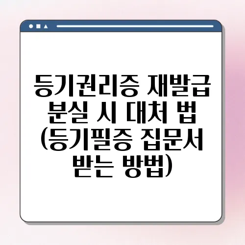 등기권리증 재발급 분실 시 대처 법 (등기필증 집문서 받는 방법)