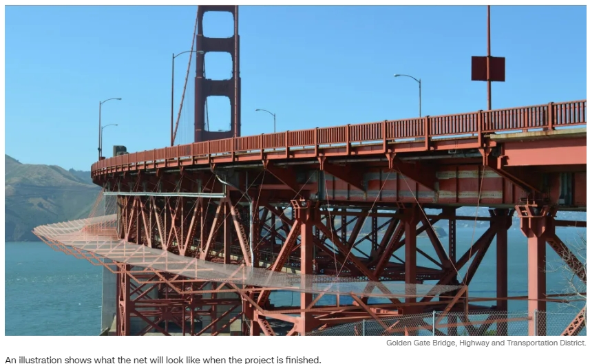 미국의 금문교, 자살방지 위해 안전망 설치했다!...죽는 대신 부상 VIDEO: Golden Gate Bridge Unveils New Safety Nets in Fight Against Suicides