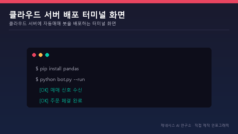 클라우드 서버에 자동매매 봇을 배포하는 터미널 화면