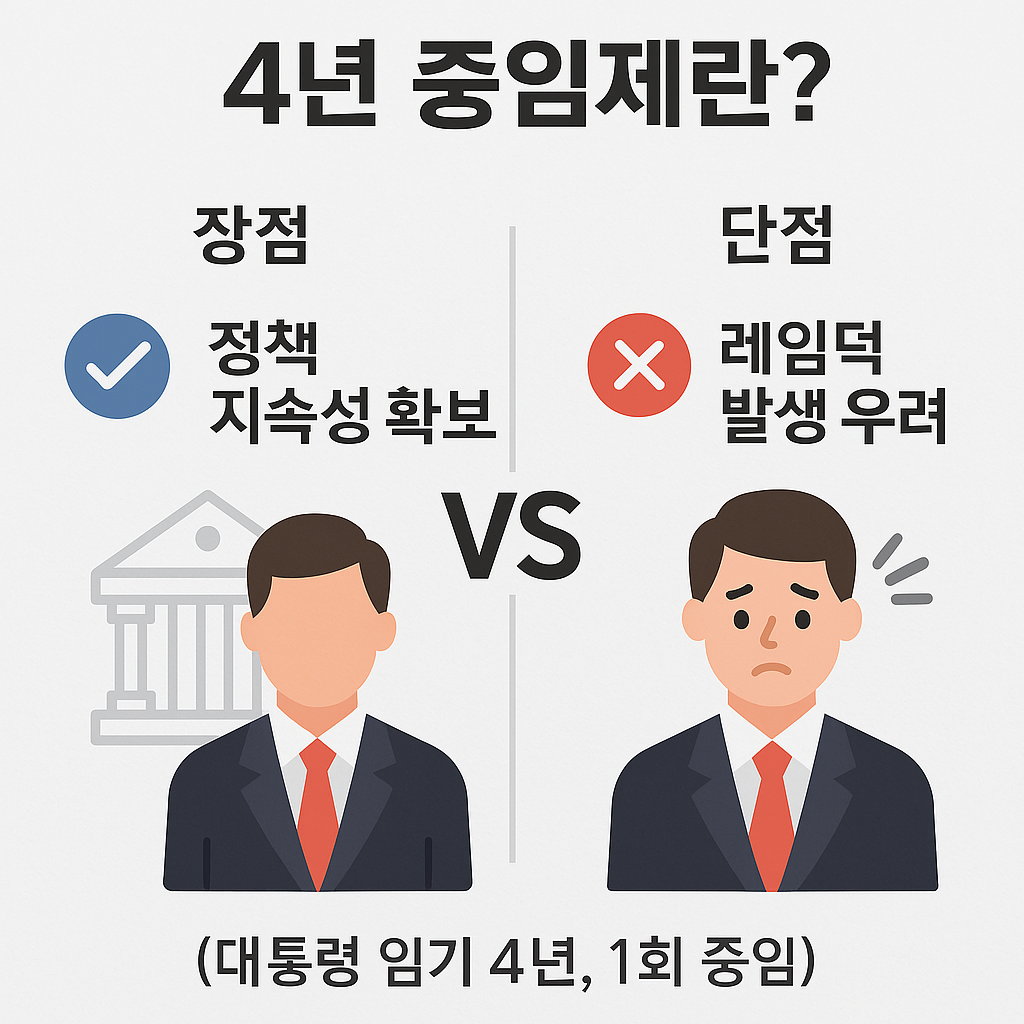 4년 중임제의 장점, 단점