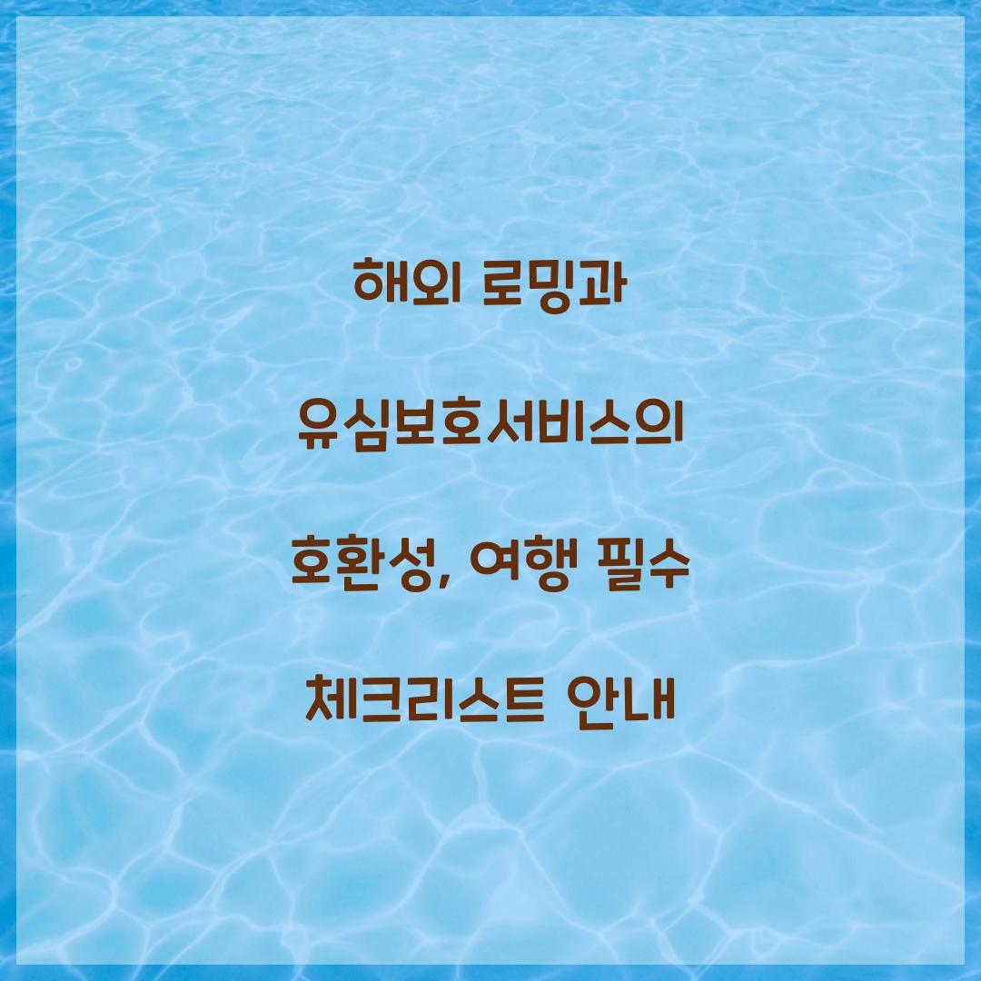 해외 로밍과 유심보호서비스의 호환성