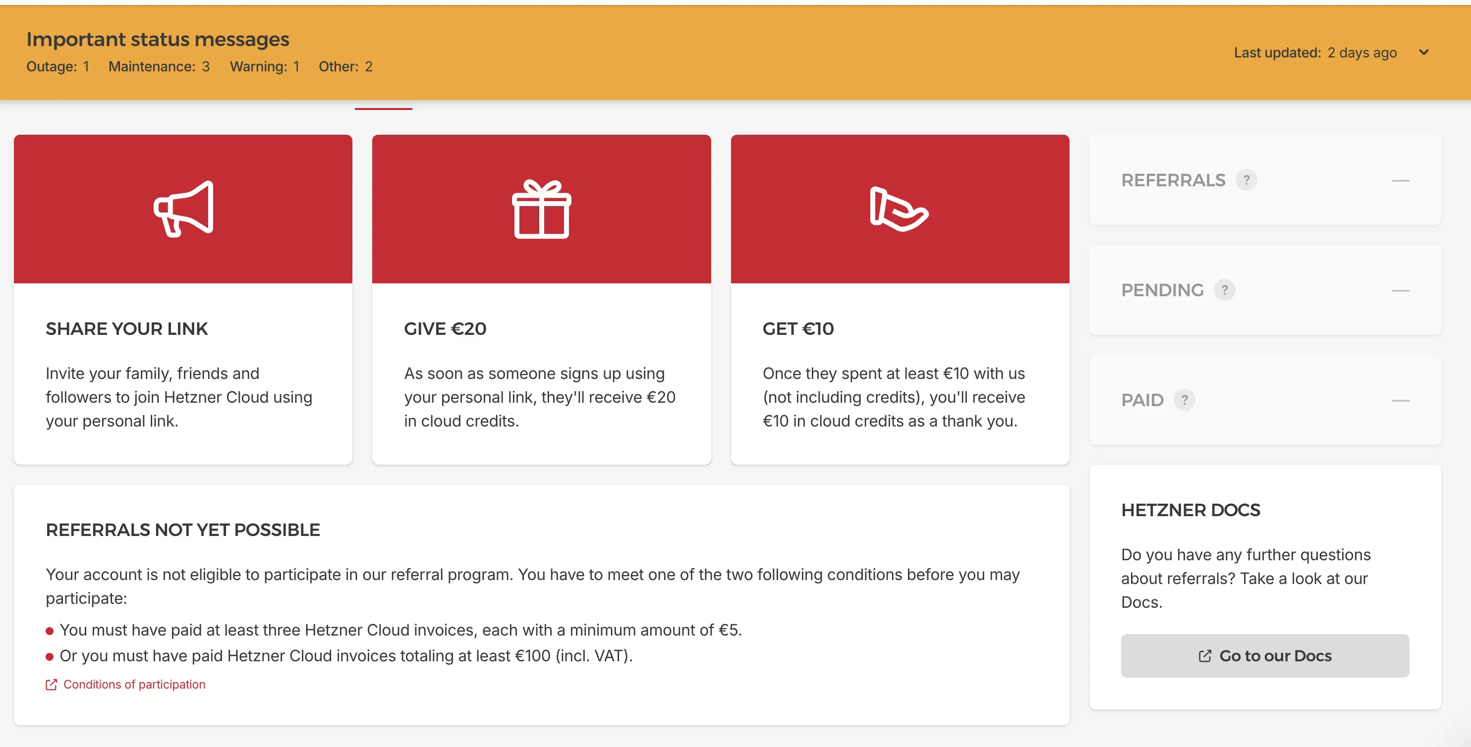 Hetzner Referral Page