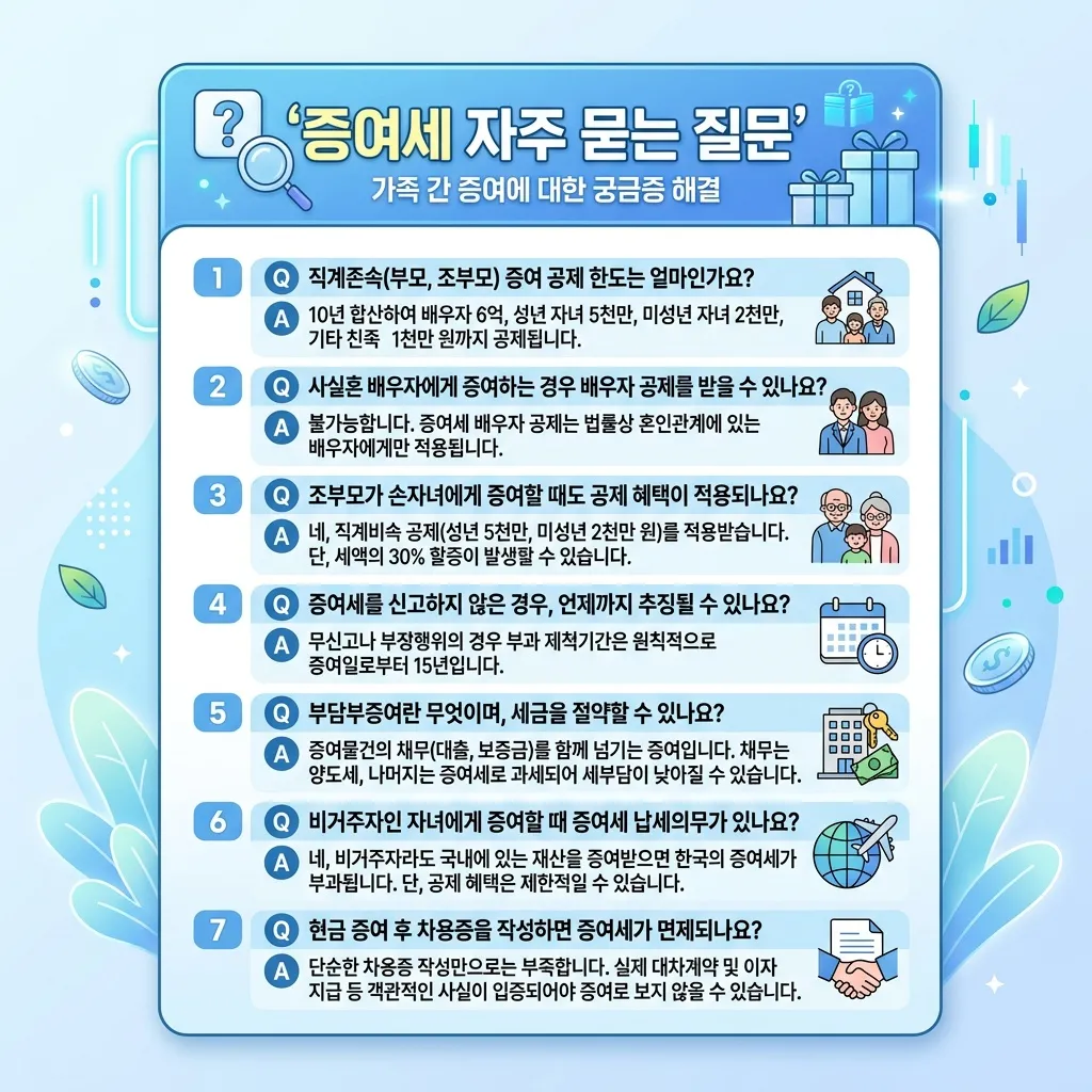 가족 증여세 신고 기준 자주 묻는 질문 7가지 정리