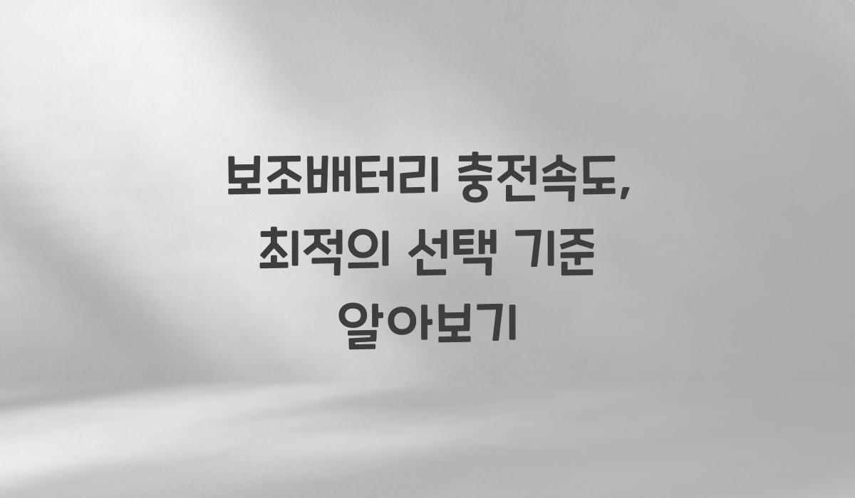 보조배터리 충전속도