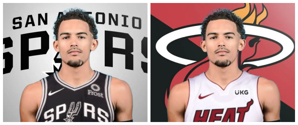 trae-young-in-spurs-and-heat-jersey