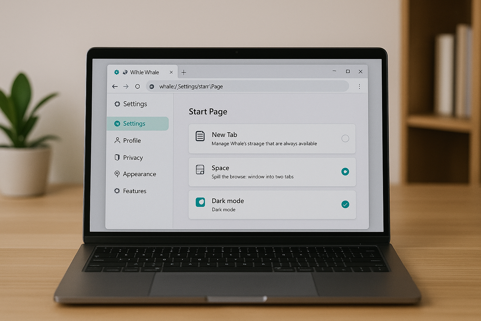 웨일 브라우저 설정 화면 예시 이미지