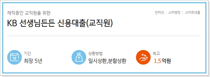 KB국민은행 선생님, 교직원 든든 마이너스통장 신용대출 한도, 이자, 중도상환, 기한연장, 유의사항