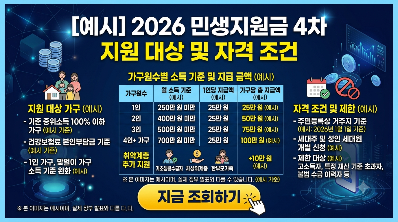 4차 민생지원금 지원 대상 및 자격 조건